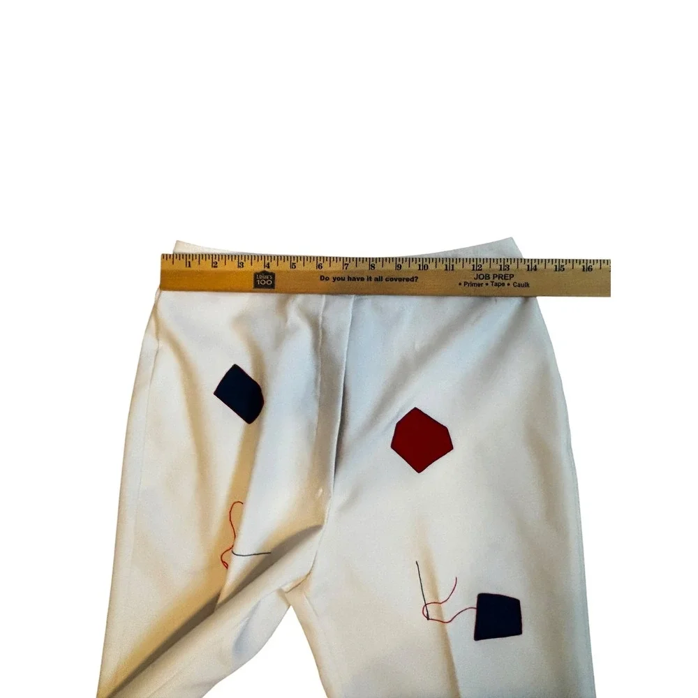 Vintage Sir James 70s White Polyester Kite Embroidery Pant Suit Set Womens 10